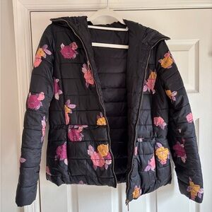 Floral Black Puffer Jacket